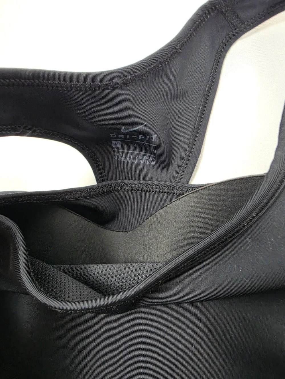 Nike Black Dri-FIT Racerback Sports Bra with White Swoosh